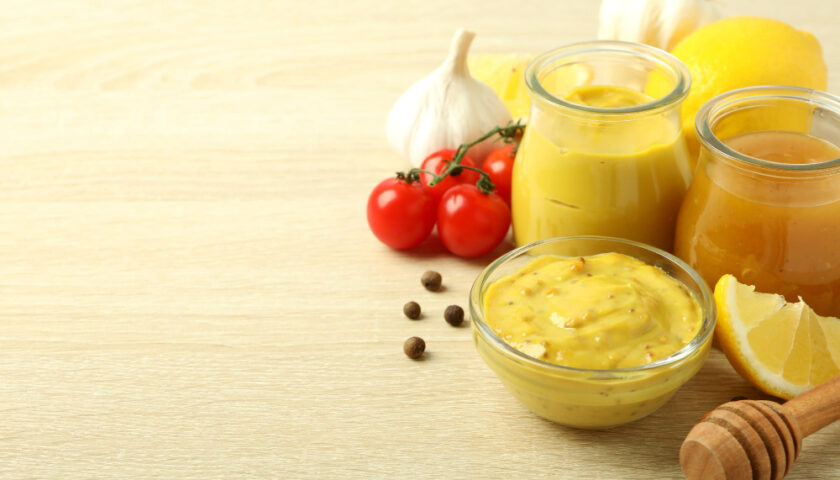 Moutarde, tomates et oignon